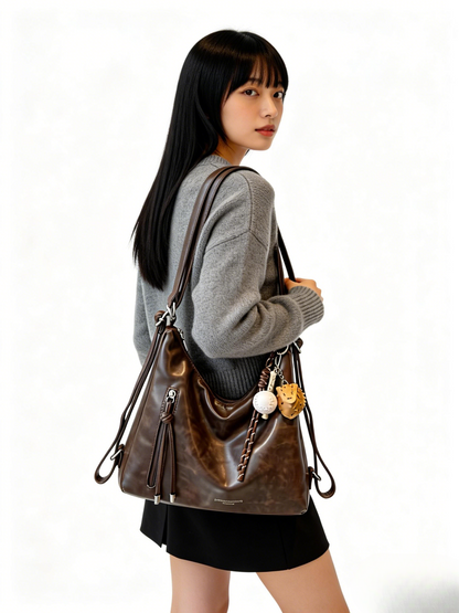 PeachPouch™ 大容量トートバッグ 防水PUレザー 2WAY 通勤学生用